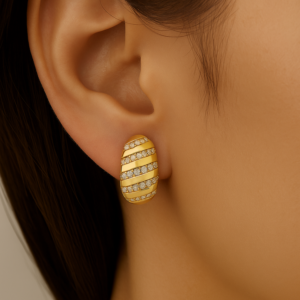 SPECIAL!.26ct G SI 14K Yellow Gold Diamond Modern Hoop Earrings
