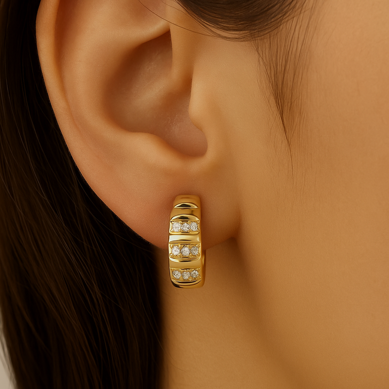 SPECIAL!.10ct G SI 14K Yellow Gold Gold Chunky Hoop Diamond Earrings