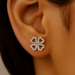 SPECIAL!.15ct G SI 14K Yellow Gold Heart Clover Diamond Earrings