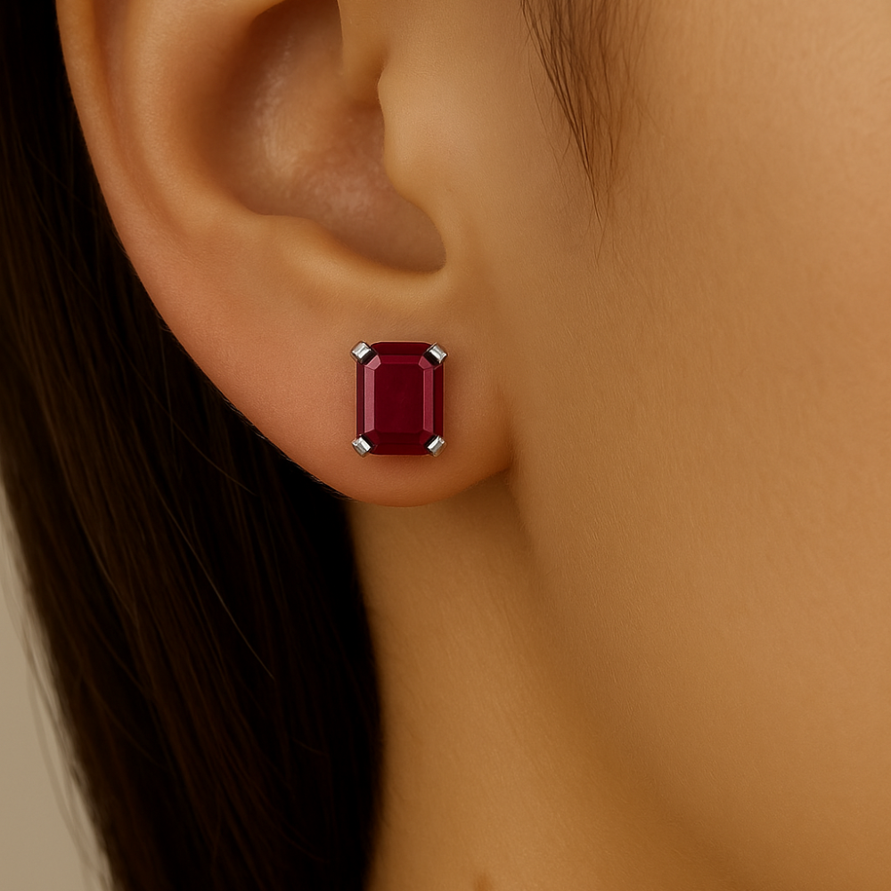 SPECIAL!1.85ct G SI 14K White Gold Ruby Gemstone Stud Earrings