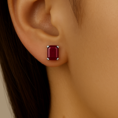SPECIAL!1.85ct G SI 14K White Gold Ruby Gemstone Stud Earrings