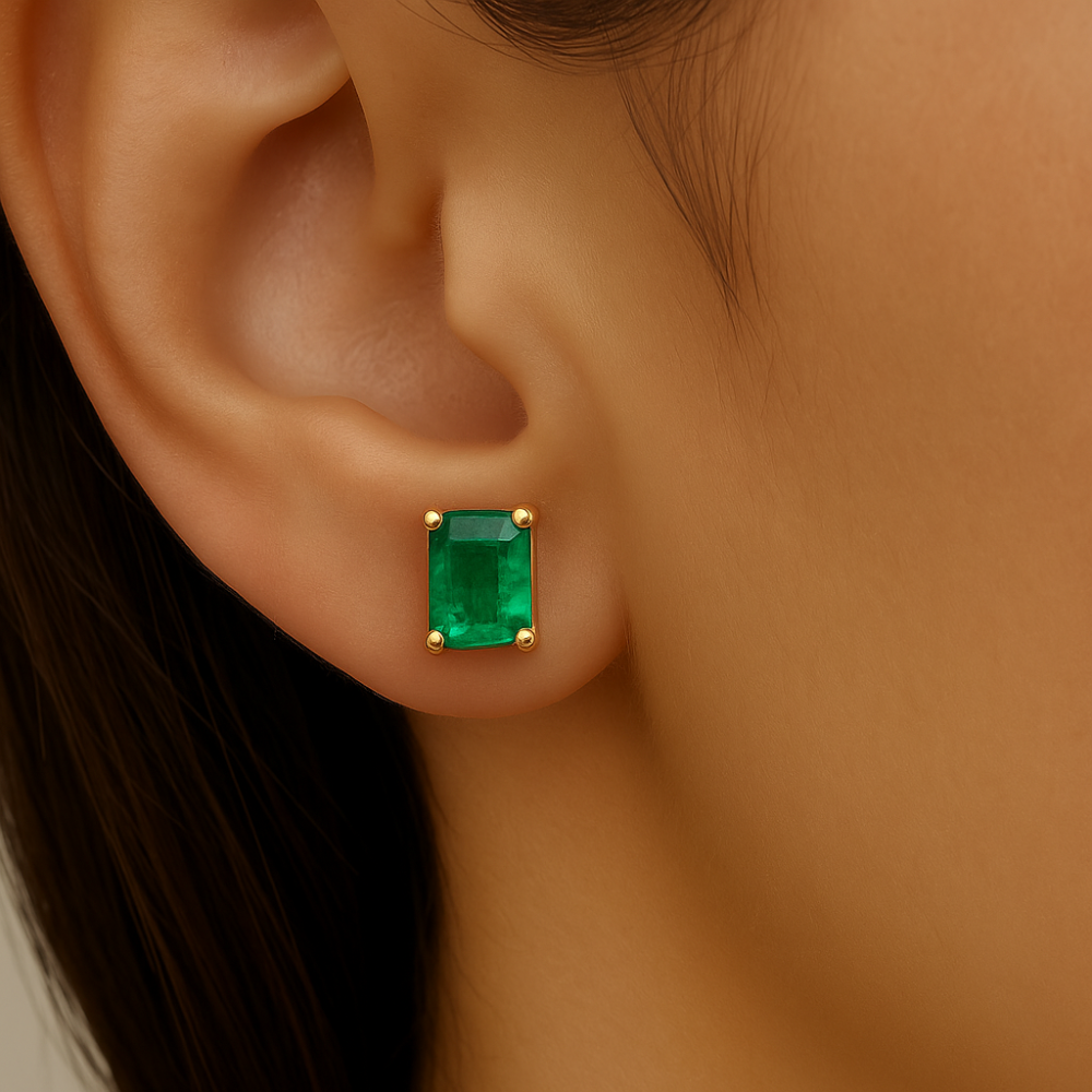 SPECIAL! 1.85ct G SI 14K Yellow Gold Emerald Gemstone Earrings