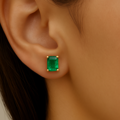 SPECIAL! 1.85ct G SI 14K Yellow Gold Emerald Gemstone Earrings