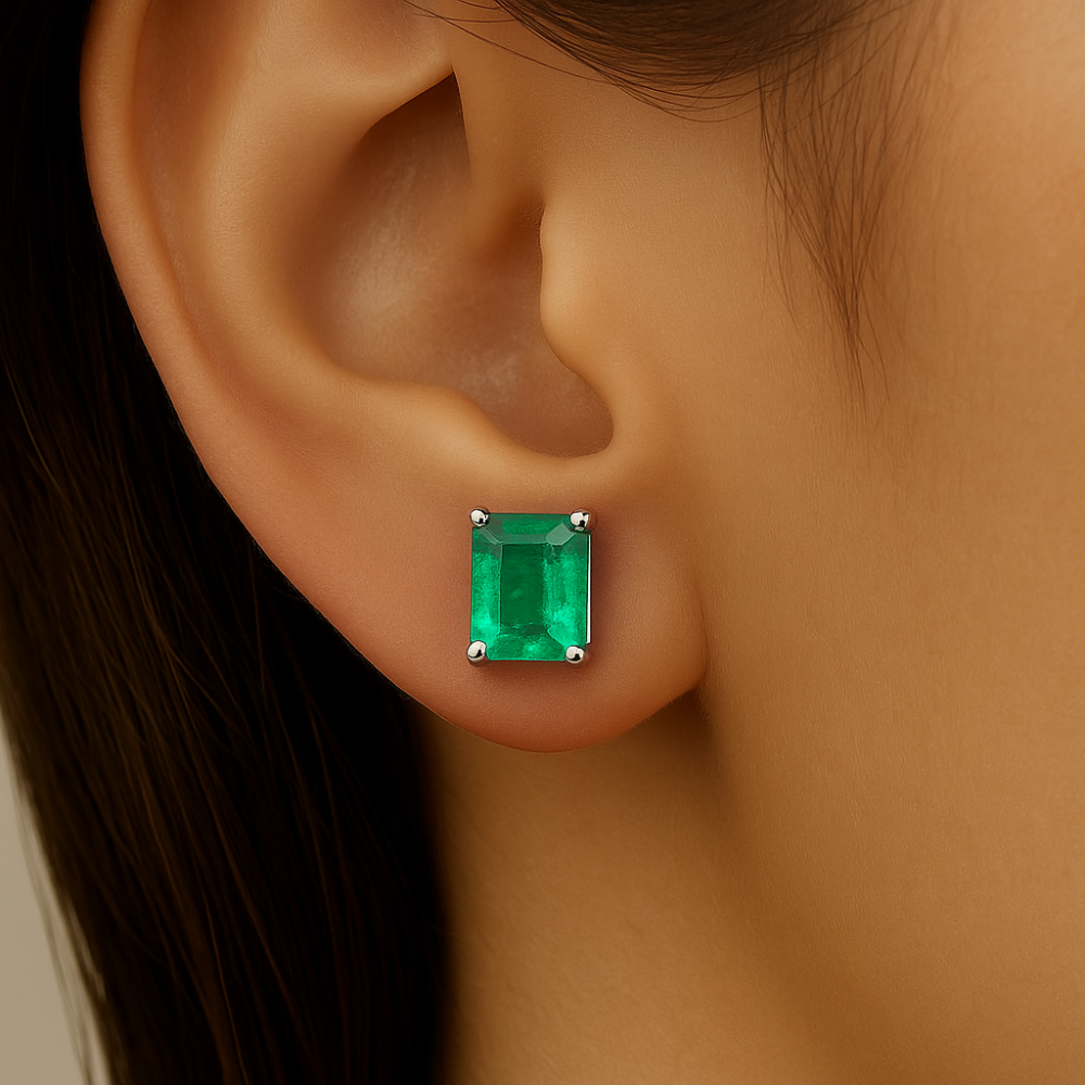 SPECIAL! 2.00ct G SI 14K White Gold Emerald Gemstone Earrings
