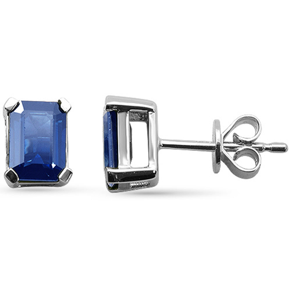 SPECIAL!2.33ct G SI 14K White Gold Blue Sapphire Gemstone Stud Earrings