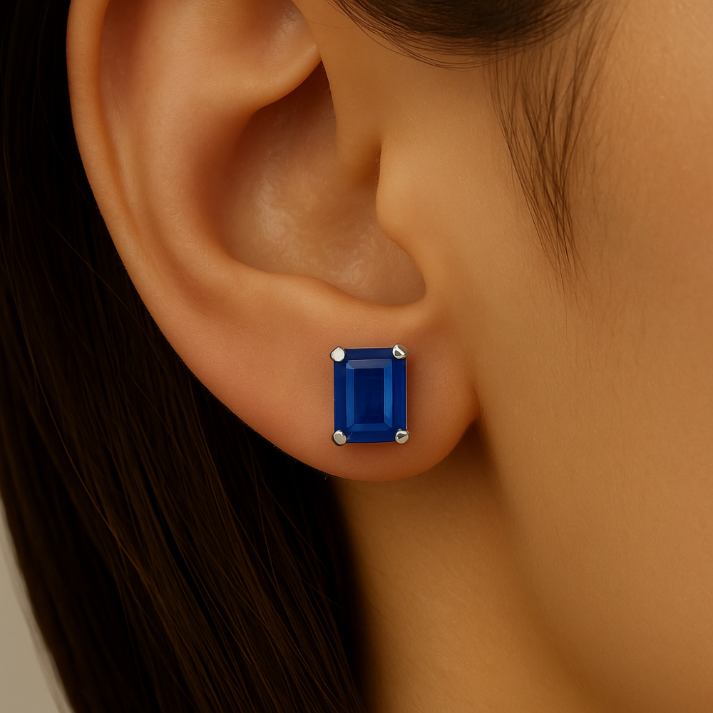 SPECIAL!2.33ct G SI 14K White Gold Blue Sapphire Gemstone Stud Earrings