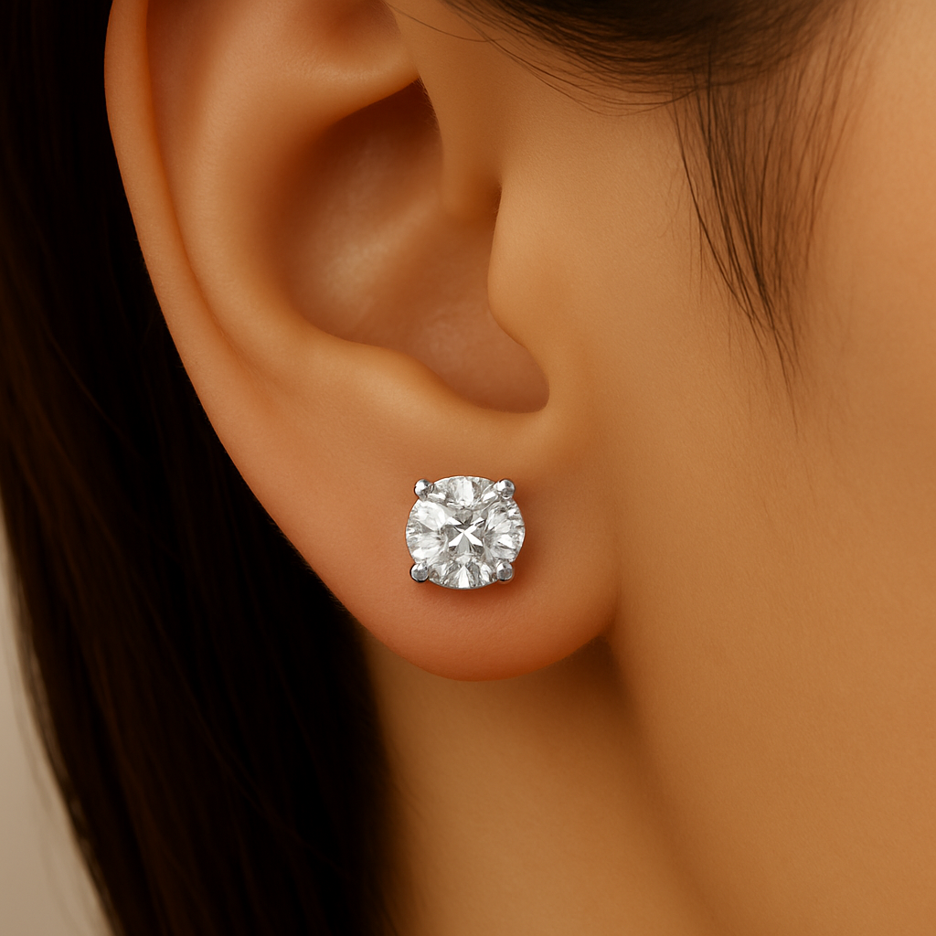 SPECIAL!2.04ct G SI 14K White Gold Round Diamond Solitaire Stud Earrings