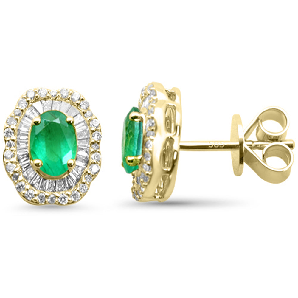SPECIAL!1.44ct G SI 14K Yellow Gold Diamond & Emerald Gemstone Earrings