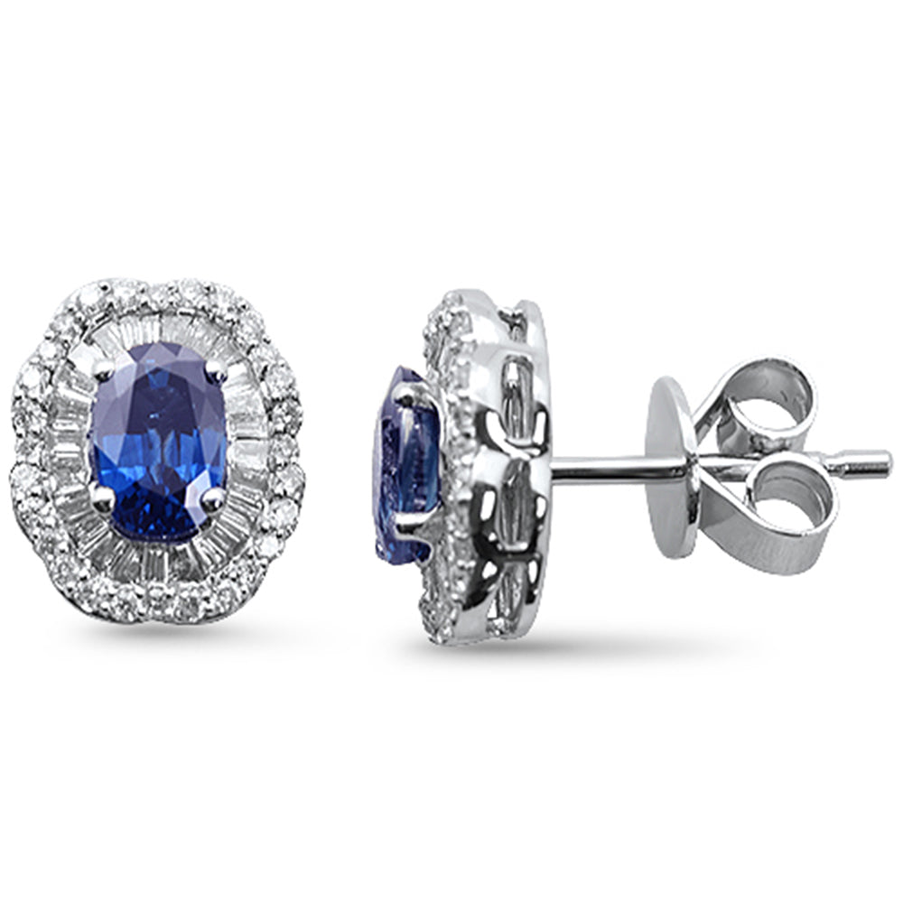 SPECIAL!1.66ct G SI 14K White Gold Diamond & Blue Sapphire Gemstone Earrings