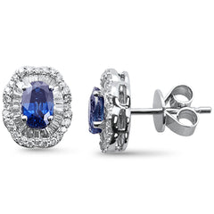 SPECIAL!1.66ct G SI 14K White Gold Diamond & Blue Sapphire Gemstone Earrings