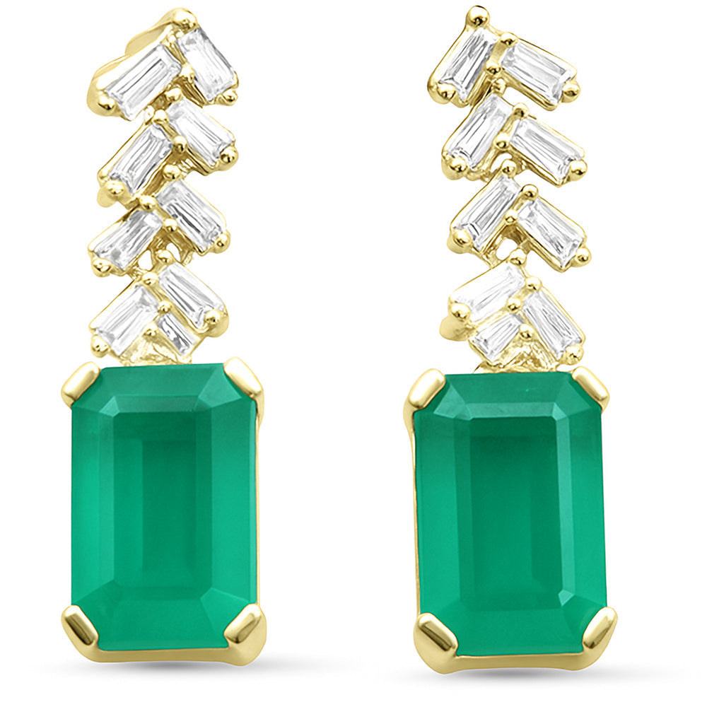 SPECIAL!1.23ct G SI 14K Yellow Gold Diamond & Emerald Gemstone Earrings