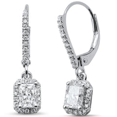SPECIAL! 1.01ct G SI 14K White Gold Diamond Radiant Diamond Hoop Earrings
