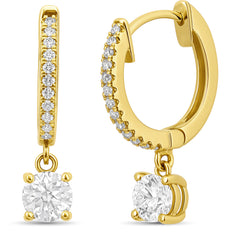 SPECIAL!.49ct G SI 14K Yellow Gold Diamond Hoop Huggie Dangle Earrings
