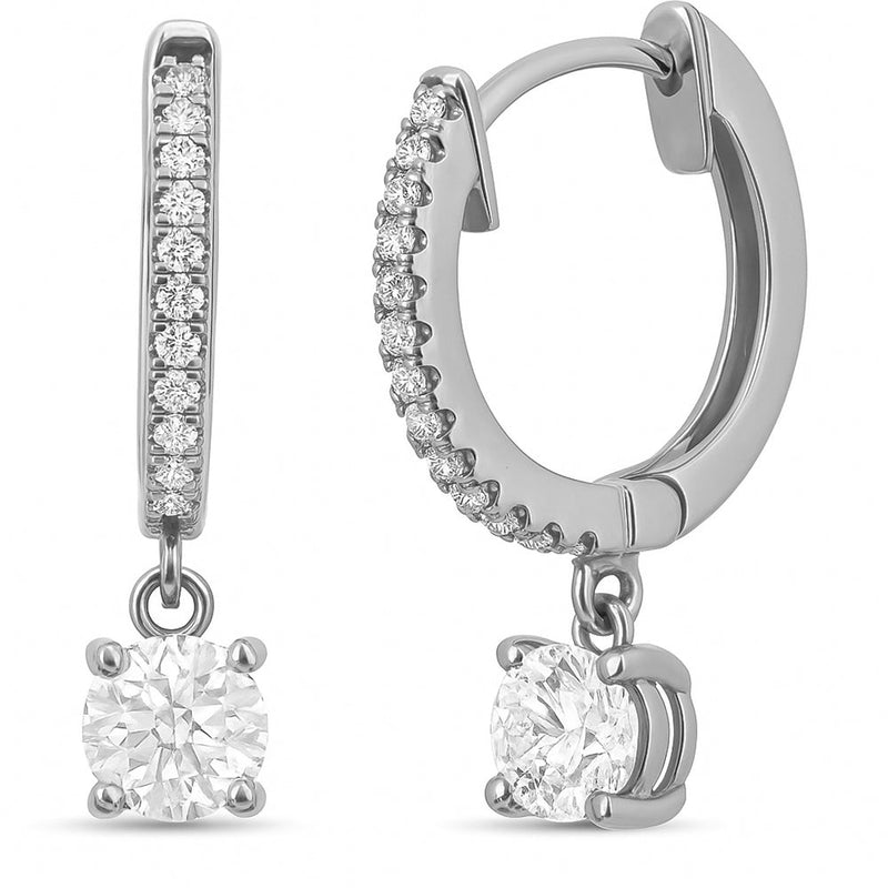 SPECIAL!.47ct G SI 14K White Gold Diamond Hoop Huggie Dangle Earrings