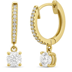 SPECIAL!.55ct G SI 14K Yellow Gold Diamond Hoop Huggie Dangle Earrings