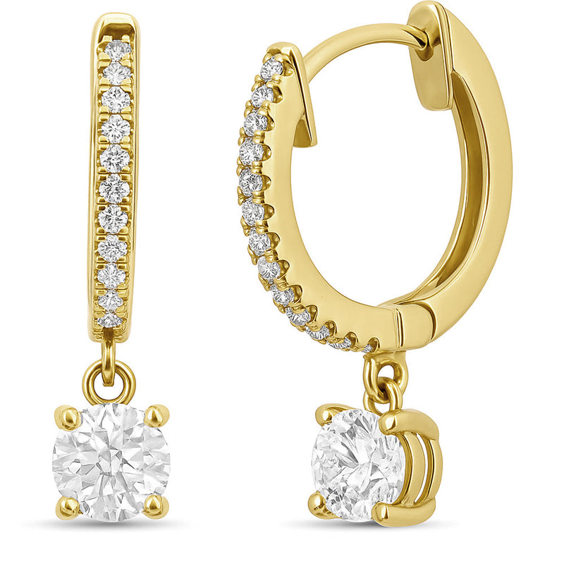 SPECIAL!.55ct G SI 14K Yellow Gold Diamond Hoop Huggie Dangle Earrings