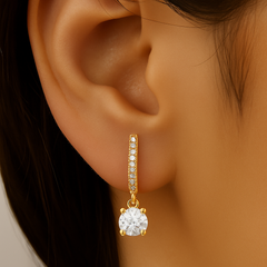 SPECIAL!.55ct G SI 14K Yellow Gold Diamond Hoop Huggie Dangle Earrings