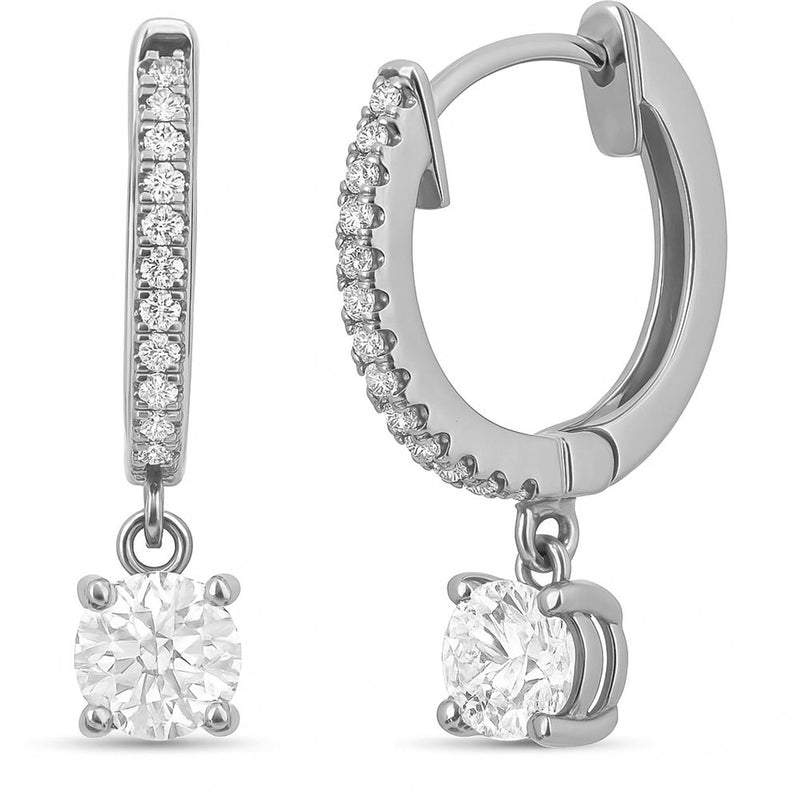 SPECIAL!.56ct G SI 14K White Gold Diamond Hoop Huggie Dangle Earrings