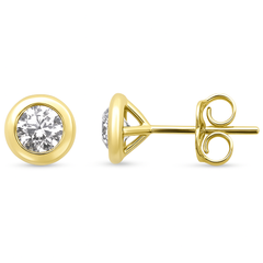 SPECIAL!.65ct G SI 14K Yellow Gold Round Diamond Bezel Set Stud Earrings