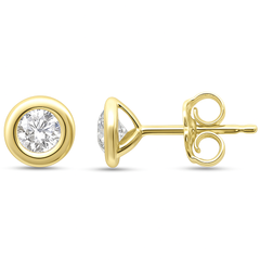 SPECIAL!.44ct G SI 14K Yellow Gold Round Diamond Bezel Set Stud Earrings