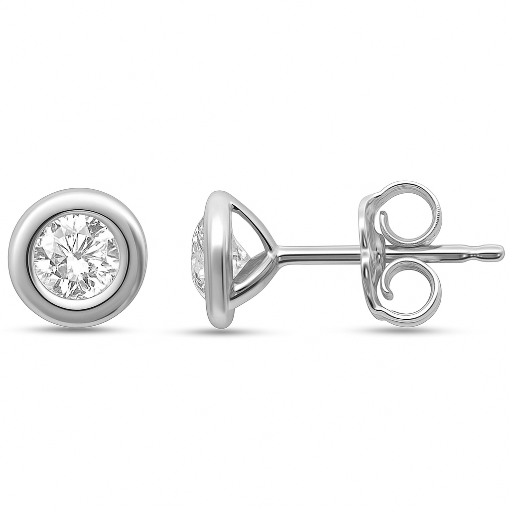 SPECIAL!.45ct G SI 14K White Gold Round Diamond Bezel Set Stud Earrings