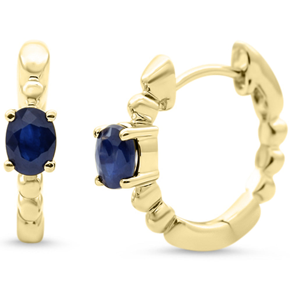 SPECIAL!.46ct 14K Yellow Gold Blue Sapphire Gemstone Hoop Earrings