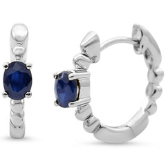 SPECIAL! .55ct 14K White Gold Blue Sapphire Gemstone Hoop Earrings