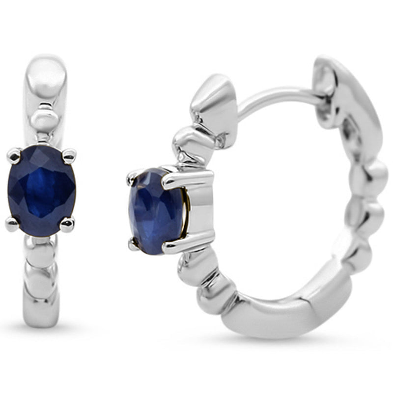 SPECIAL! .55ct 14K White Gold Blue Sapphire Gemstone Hoop Earrings