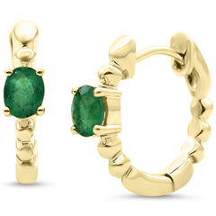 SPECIAL! .29ct 14K Yellow Gold Emerald Gemstone Hoop Earrings