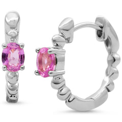 SPECIAL!.38ct 14K White Gold Pink Sapphire Gemstone Hoop Earrings