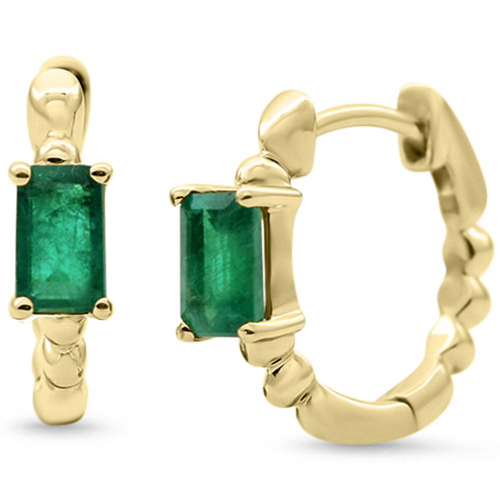 SPECIAL!.68ct 14K Yellow Gold Emerald Gemstone Hoop Earrings