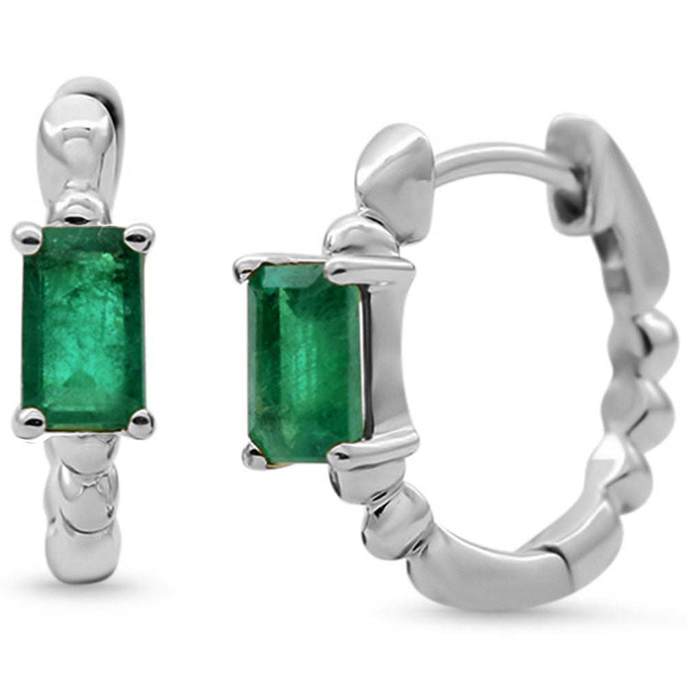 SPECIAL!.72ct 14K White Gold Emerald Gemstone Hoop Earrings