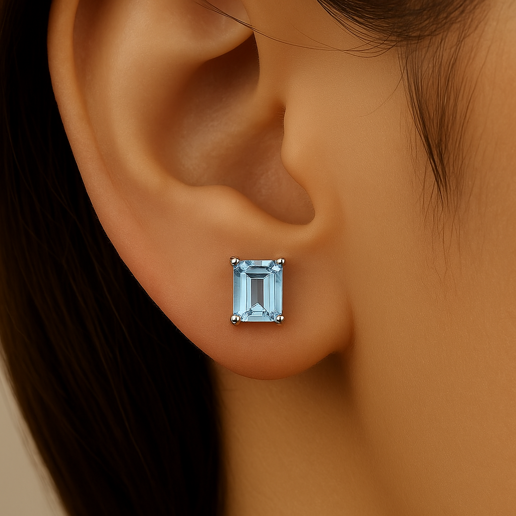 SPECIAL! 1.61ct G SI 14K White Gold Aquamarine Gemstone Stud Earrings
