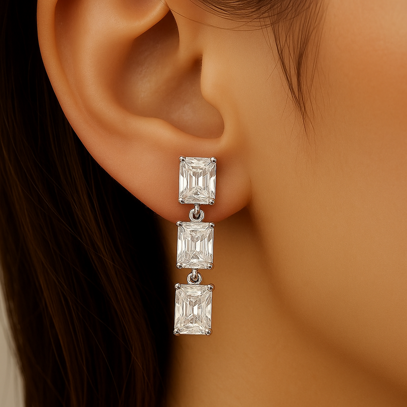 SPECIAL!1.43ct G SI 14K White Gold Radiant Cut Diamond Drop Earrings
