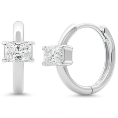 SPECIAL!.60ct G SI 14K White Gold Radiant Cut Huggie Hoop Earrings