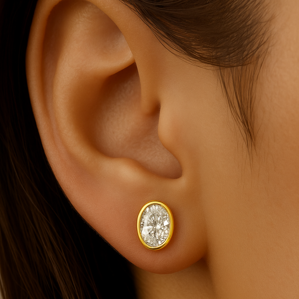 SPECIAL!.79ct G SI 14K Yellow Gold Oval Cut Diamond Stud Earrings