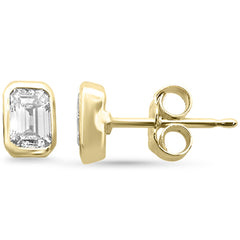 SPECIAL! .47ct G SI 14K Yellow Gold Bezel Set Emerald Cut Diamond Solitaire Earrings