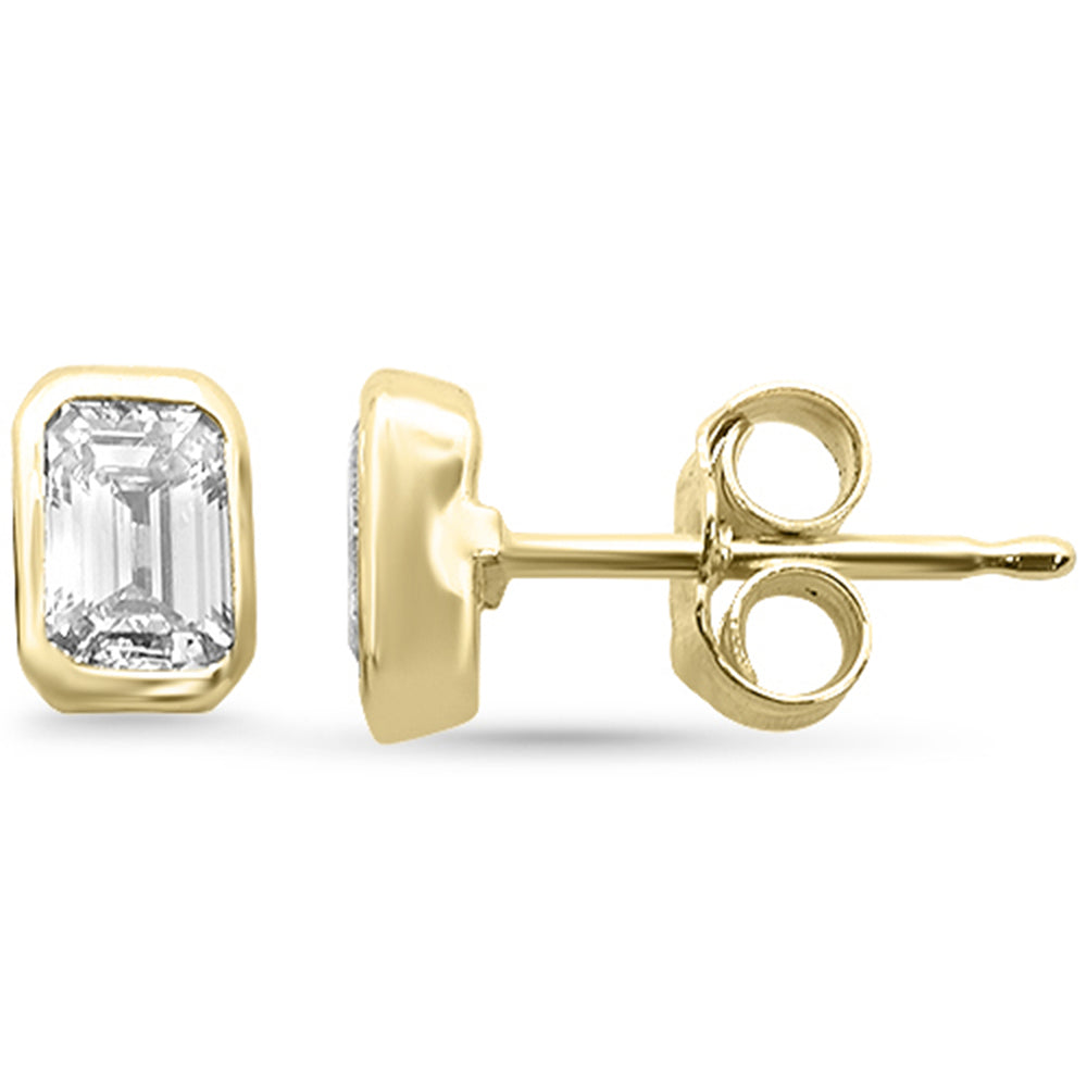 SPECIAL!.61ct G SI 14K Yellow Gold Bezel Set Emerald Cut Diamond Solitaire Earrings