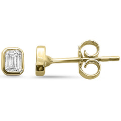 .28ct G SI 14K Yellow Gold Diamond Bezel Set Emerald Cut Diamond Earrings