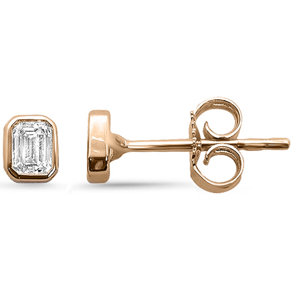 SPECIAL! .30ct G SI 14K Rose Gold Bezel Set Emerald Cut Diamond Stud Earrings