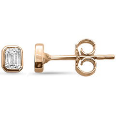 SPECIAL! .30ct G SI 14K Rose Gold Bezel Set Emerald Cut Diamond Stud Earrings