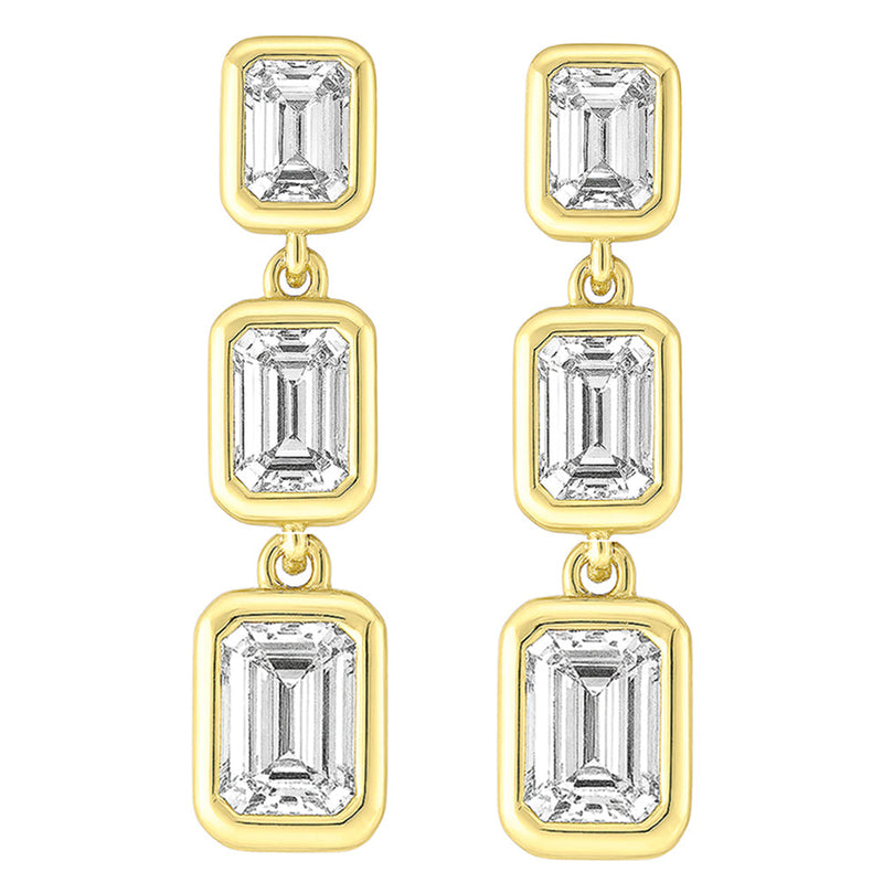 SPECIAL! 0.76ct G SI 14K Yellow Gold Diamond Emerald Cut Diamond Drop Earrings