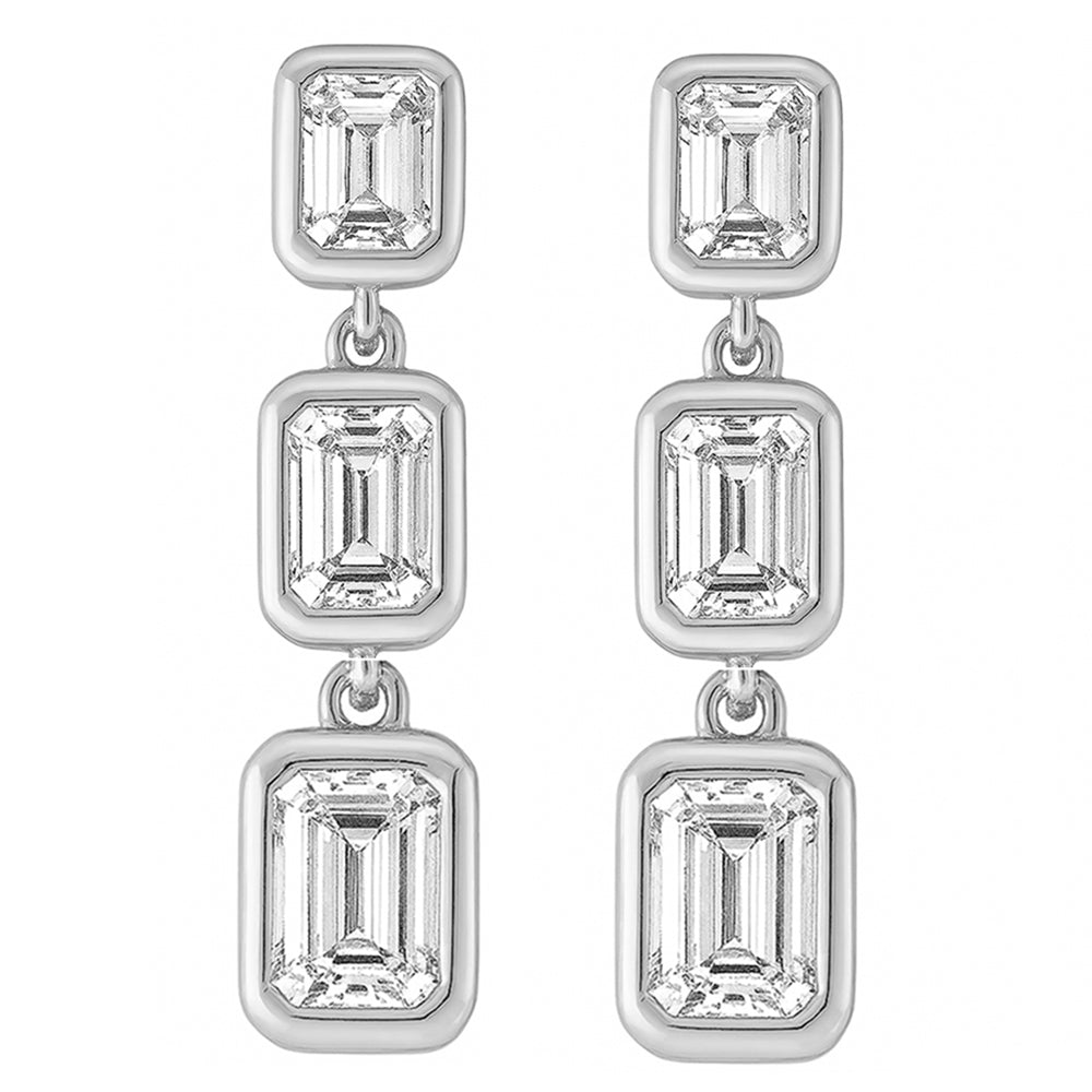 SPECIAL! 0.81ct G SI 14K White Gold Diamond Emerald Cut Diamond Drop Earrings