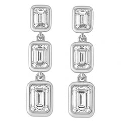 SPECIAL! 0.81ct G SI 14K White Gold Diamond Emerald Cut Diamond Drop Earrings