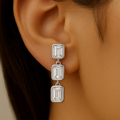 SPECIAL! 0.81ct G SI 14K White Gold Diamond Emerald Cut Diamond Drop Earrings