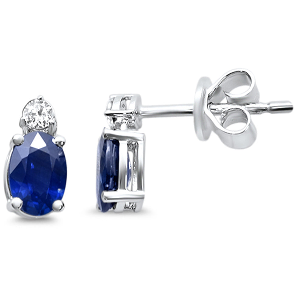 SPECIAL! 1.17ct G SI 14K White Gold Blue Sapphire Gemstone & Diamond Earrings