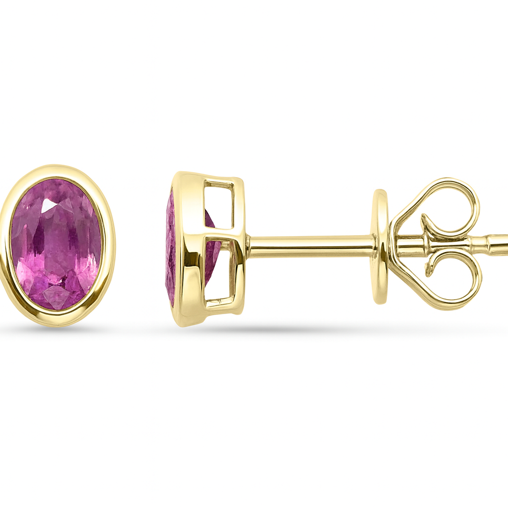 SPECIAL!1.15ct G SI 14kt Yellow Gold Oval Pink Sapphire Gemstone Earrings