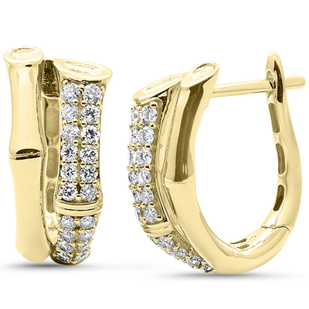 SPECIAL! .47ct G SI 14kt Yellow Gold Diamond Bamboo Design Hoop Earrings