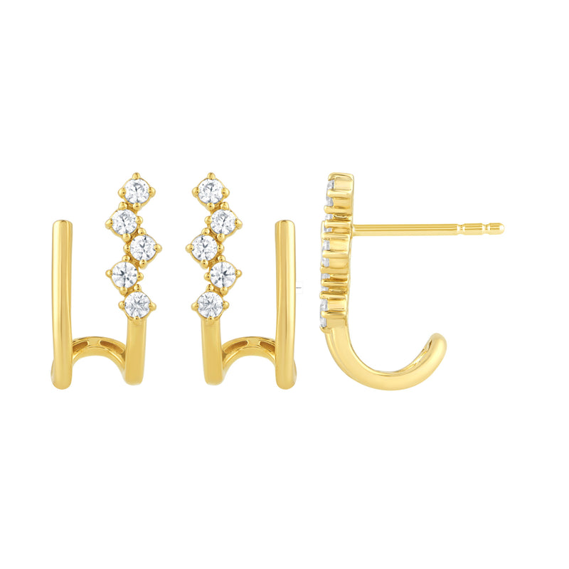 SPECIAL! .26ct G SI 14kt Yellow Gold Diamond Double J Hoop Earrings