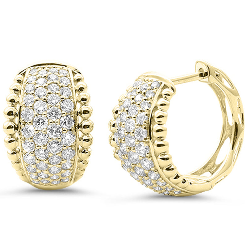 SPECIAL! 1.49ct G SI 14kt Yellow Gold Diamond Pave Set Beaded Hoop Earrings